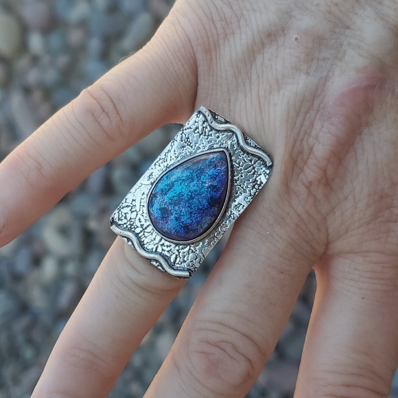 New Dichroic Glass 925 Silver Ring. - Picture 14 of 16